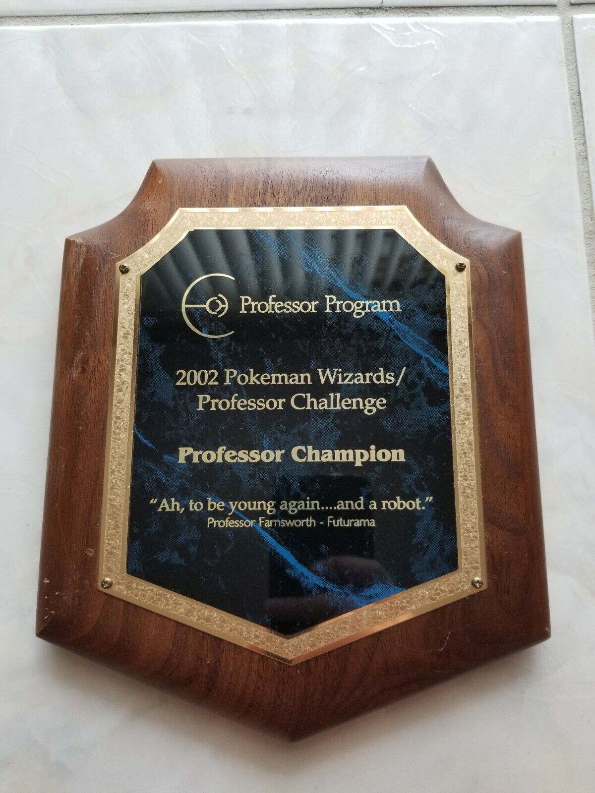 Pokemon TCG 2002 World Professor Champion 1st Place Trophy Plaque