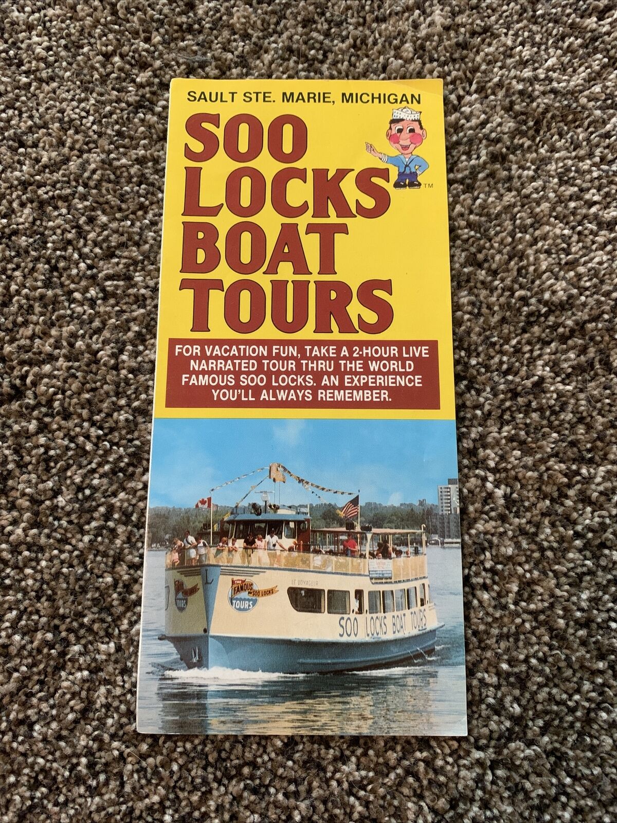 Vintage Rare - Soo Locks Boat Tours Brochure Pamphlet - Michigan 