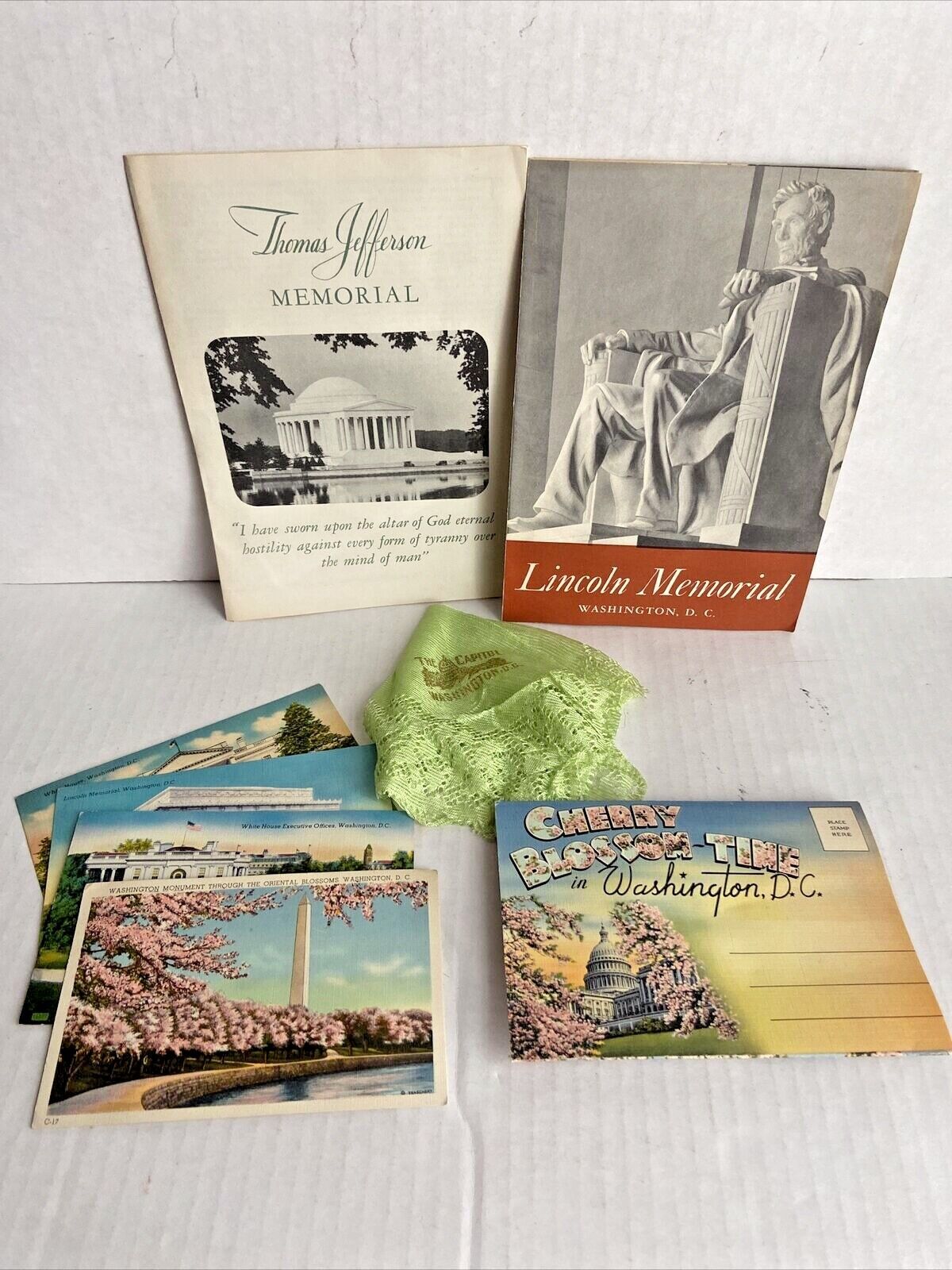 Vintage Washington D.C. Souvenirs 1950 Handkerchief Post Cards Folder Pamphlets