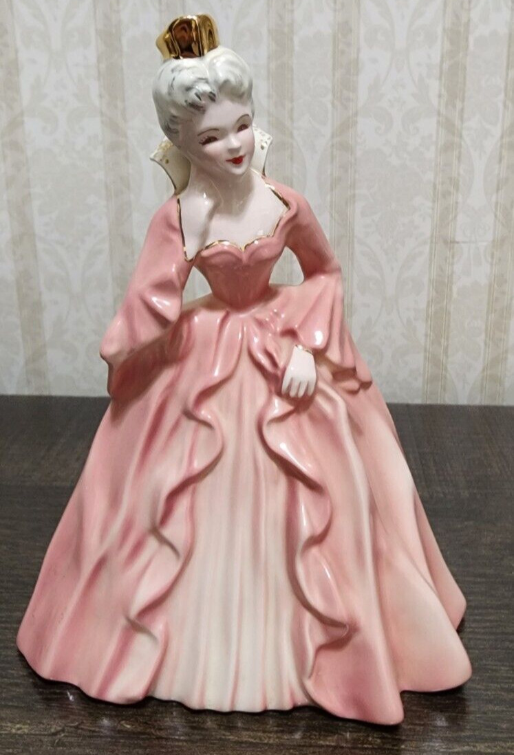 Vintage Florence Ceramics Her Majesty Figurine Mauve Pink  Dress Gold