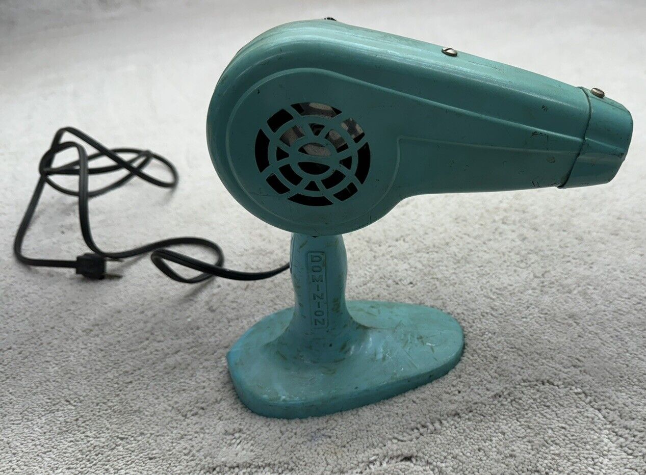 Vintage Working Dominion Turquoise ELECTRIC FREE STANDING Hair Dryer