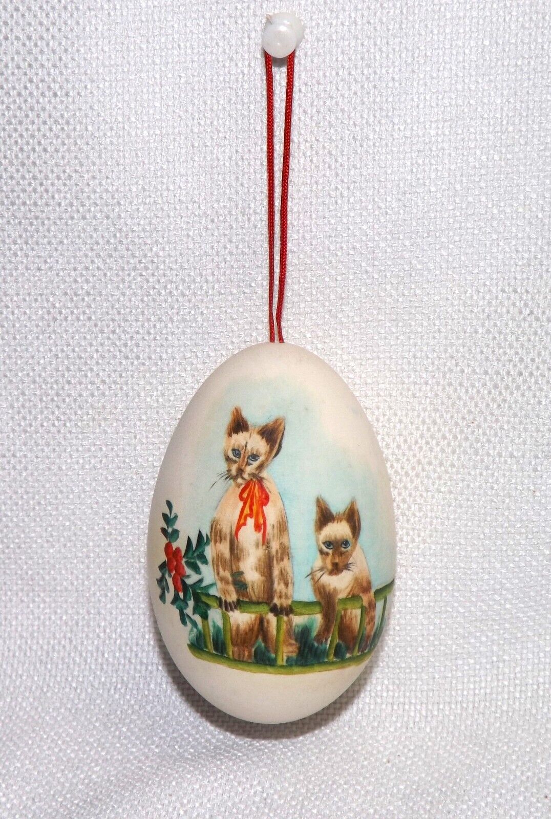 Vintage Hanford\'s Christmas Mornin\' Cats GOOSE Egg Ornament
