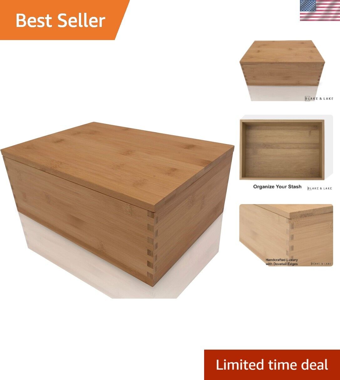 Large Wooden Keepsake Box with Dovetail Design - Stylish Gift Box and Organizer