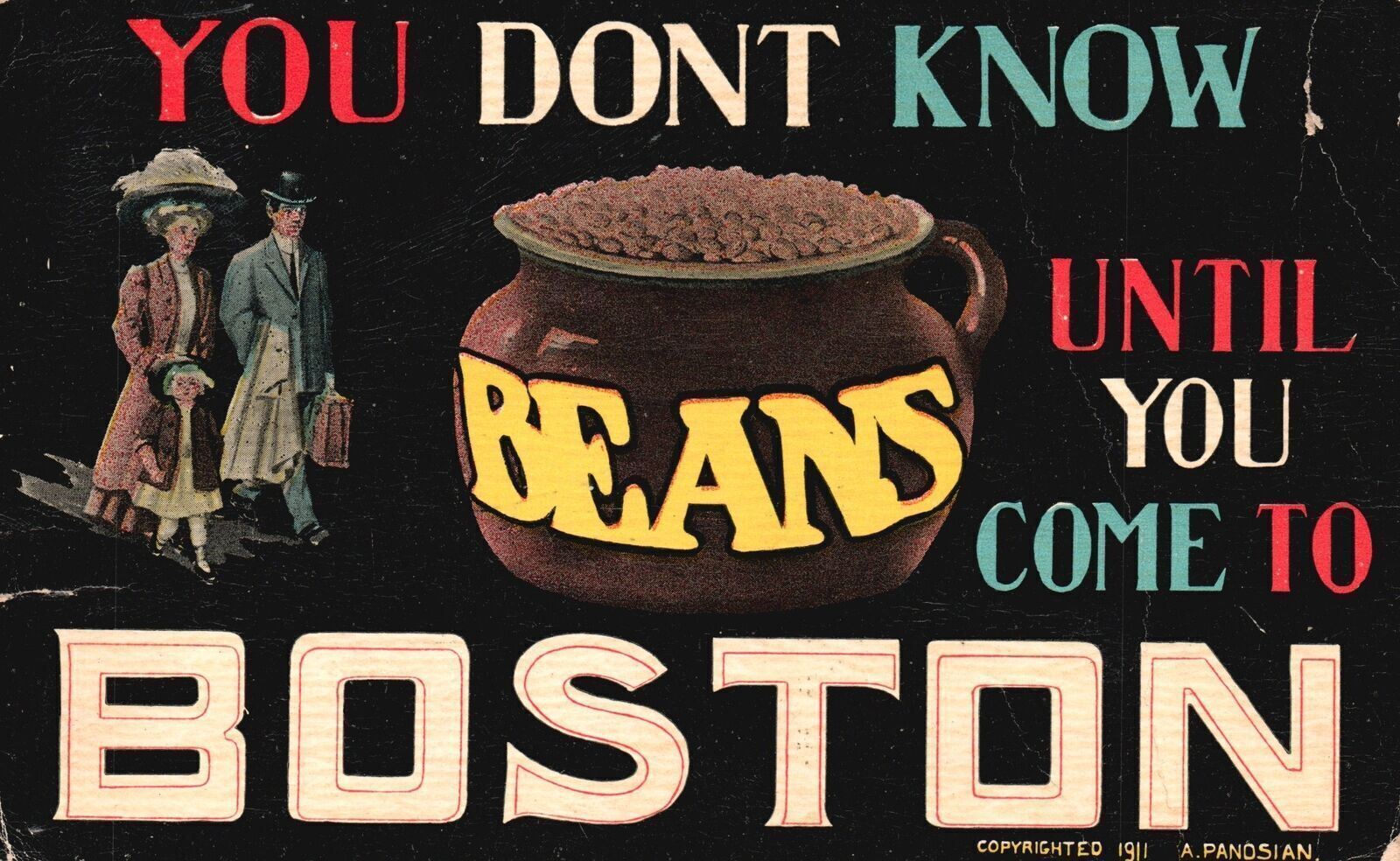 Vintage Postcard 1911 Beans You Don\'t Know Until You Come Boston Massachusetts