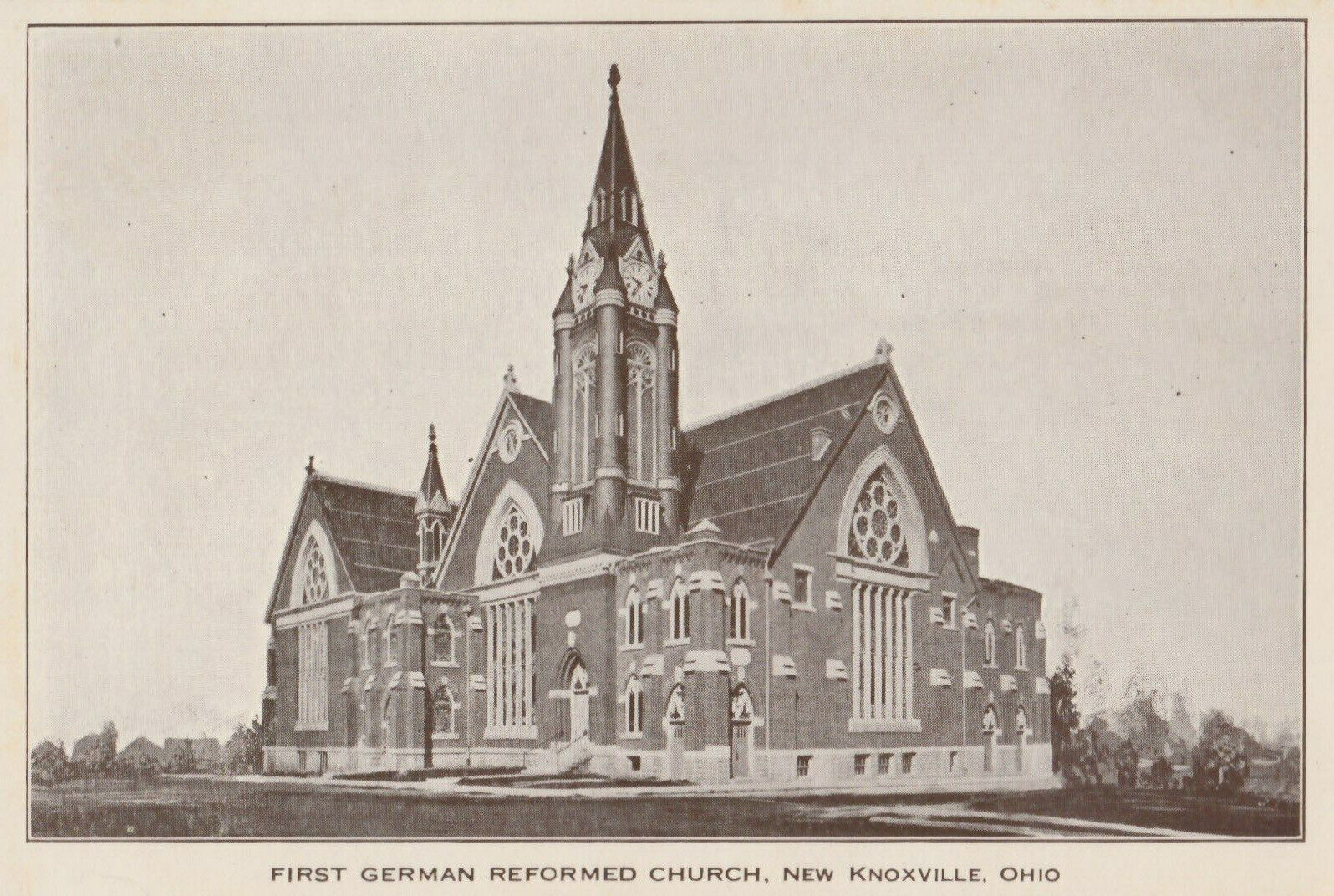 VINTAGE POSTCARD FIRST GERMAN REFORMED CHURCH NEW KNOXVILLE OHIO