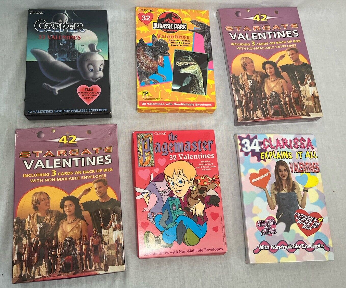 Vintage 90s Valentines Lot Of 6 Brand New Page Master Jurassic Park And More