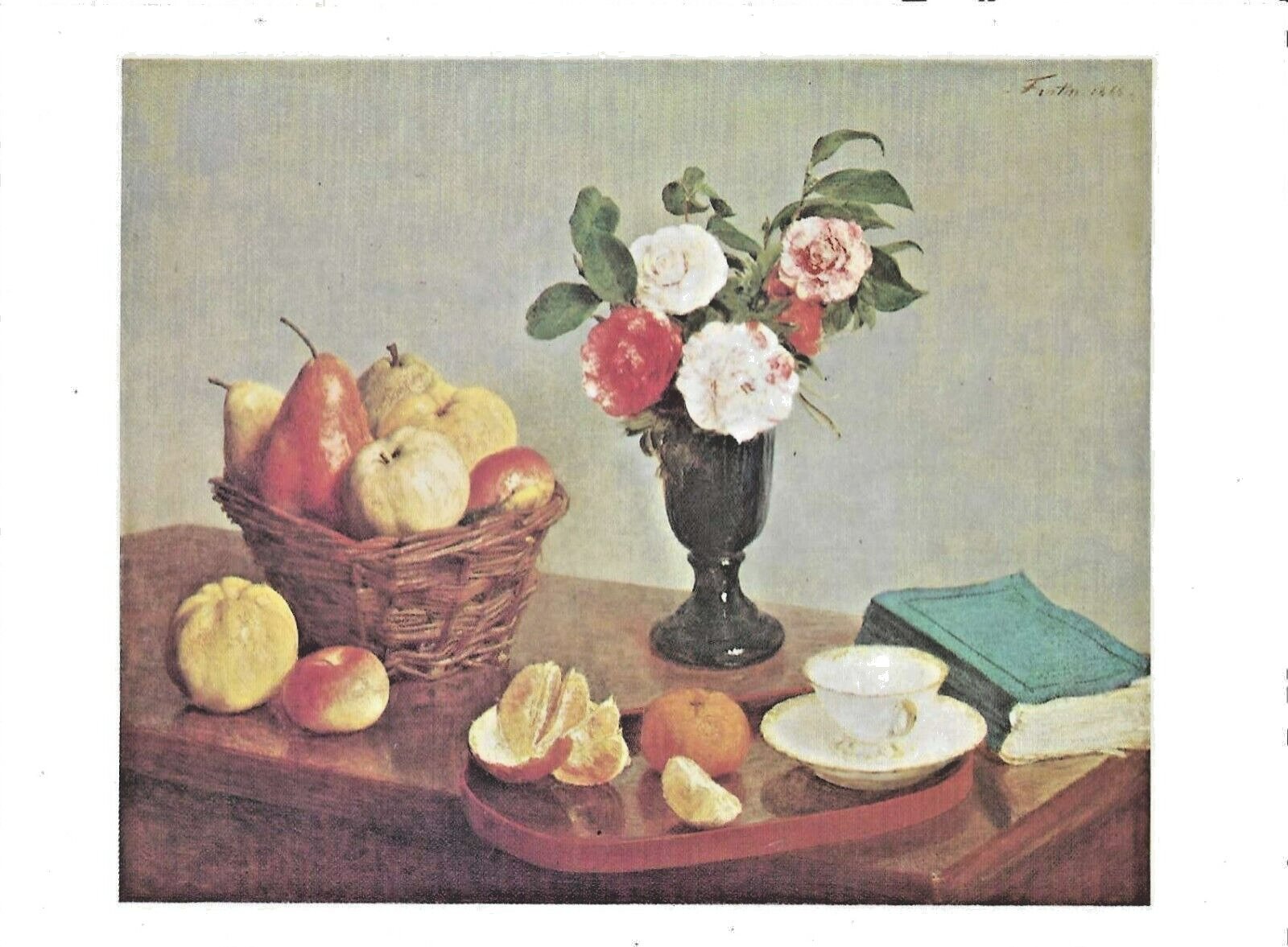 VTG Postcard Art Still Life Flowers Fruits Henri Fantin-Latour