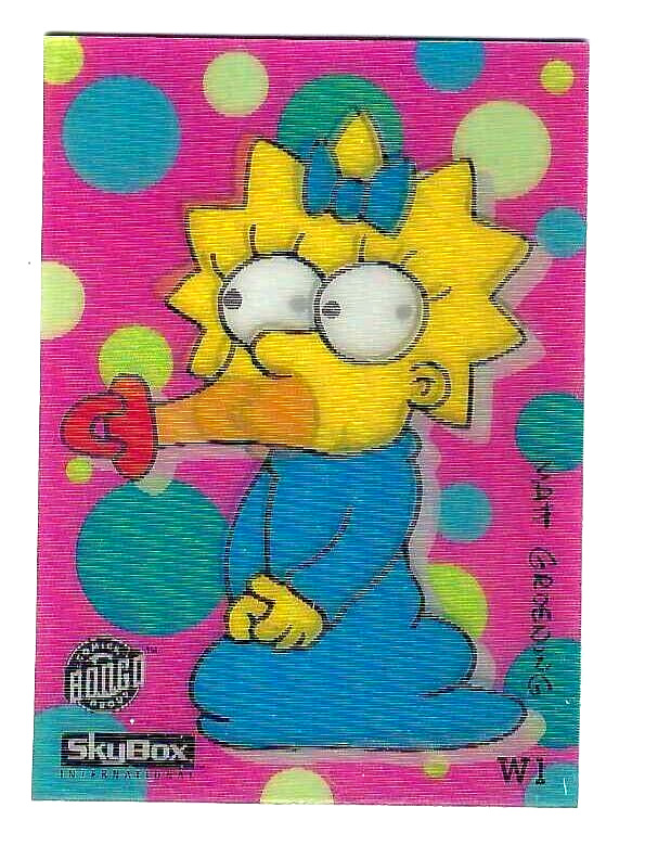 The Simpsons Series 1 Wiggle Card W1 MAGGIE Skybox 1993 Near MT-MT