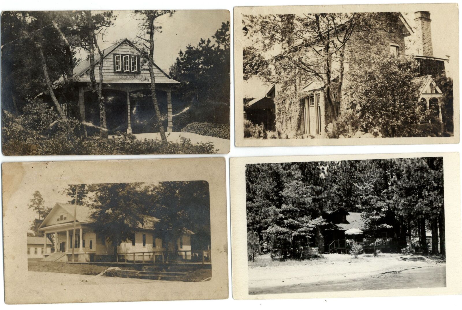 LOT OF 4 ~ RPPC Home architecture styles from 1930-1940s ~ real photo postcard
