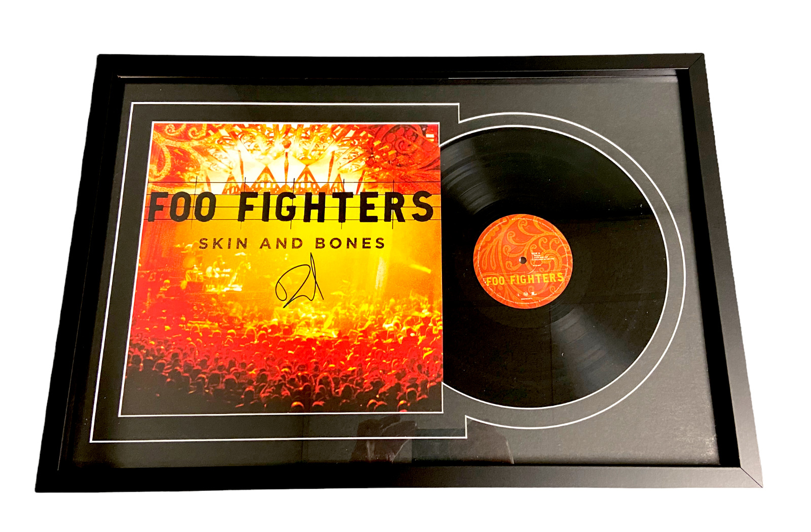 DAVE GROHL SIGNED FRAMED AUTOGRAPH FOO FIGHTERS SKIN AND BONES VINYL LP BECKETT