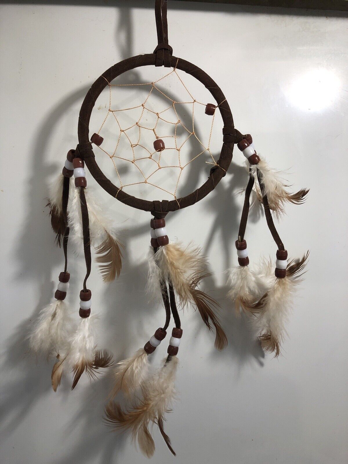 Dream Catcher Bead Feathers Chocolate Brown Native American