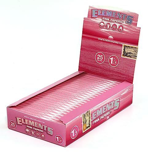 Elements Pink Ultra Thin Cigarette Rolling Papers - 1.25 1 1/4 Size 25 Booklets