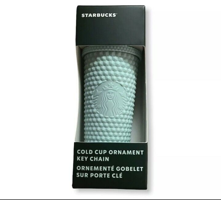 RARE 2021 Starbucks Keychain Ornament Mint Green Studded Tumbler Xmas NEW