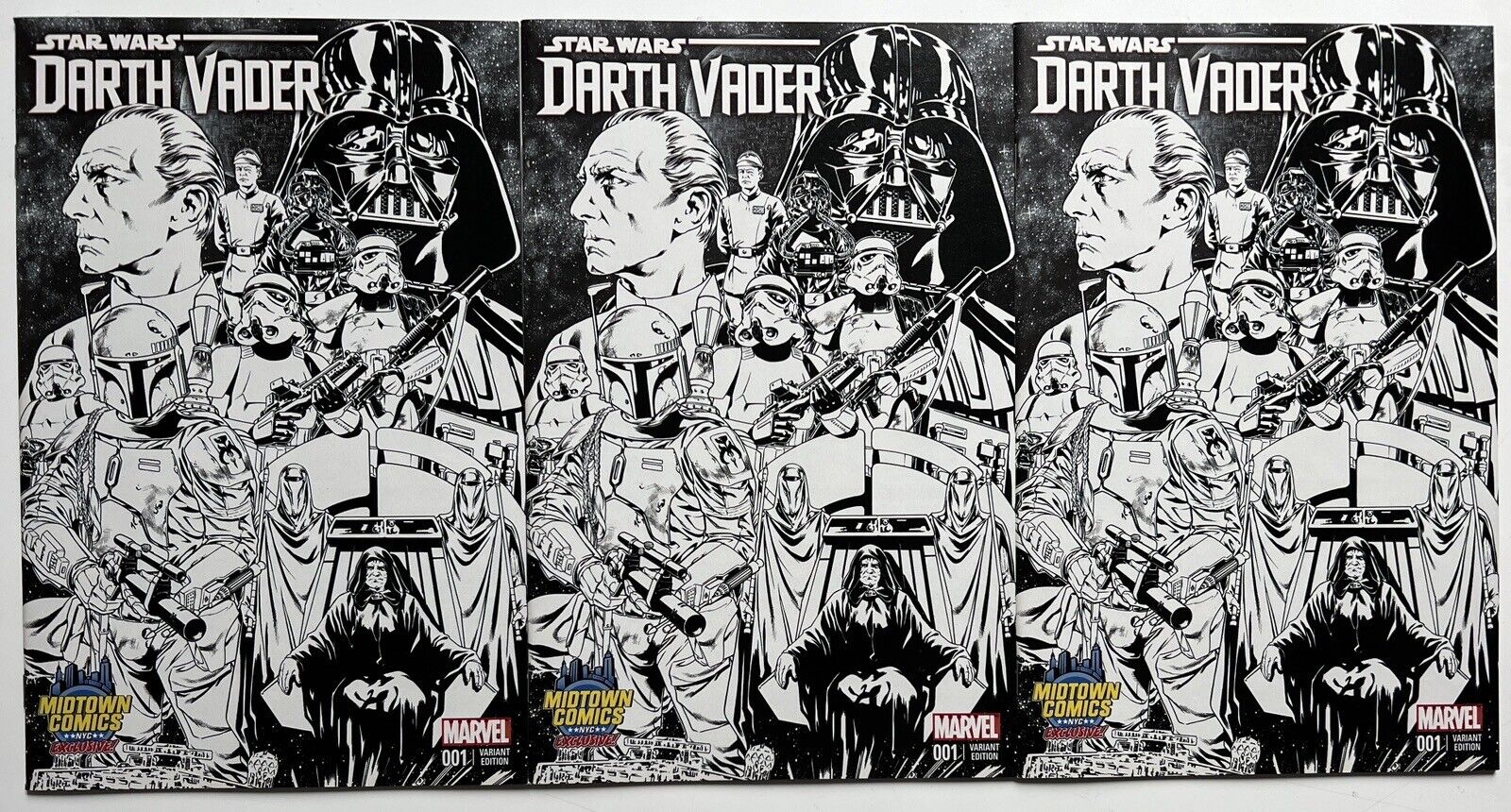 3 Copies Lot of Darth Vader 1 Midtown Comics Variant NM 1st App Black Krrsantan