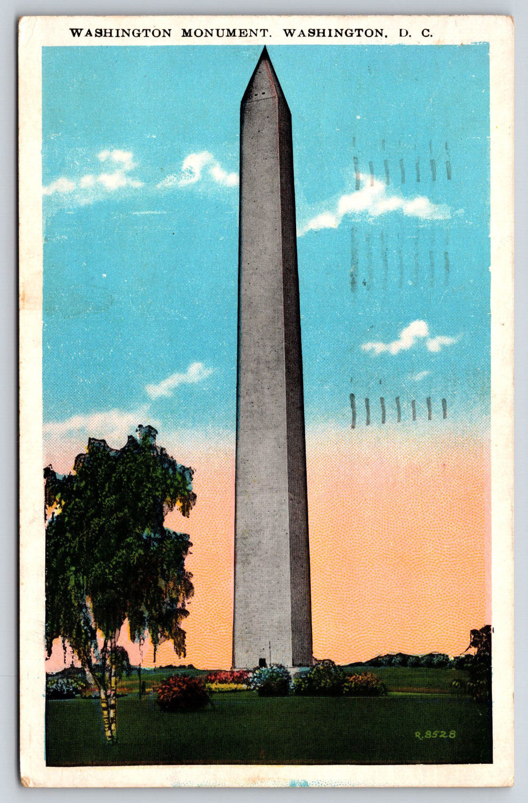 Washington DC, The Washington Monument, Landscape, Vintage Antique Postcard