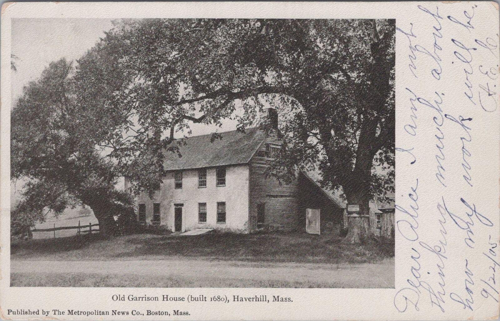 Old Garrison House Haverhill Massachusetts Postcard