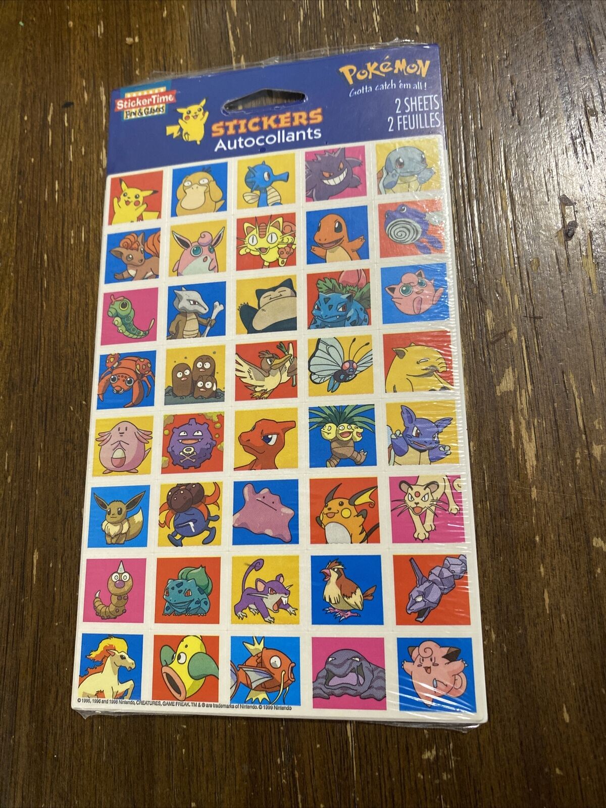 Rare Pokémon Stickers Pikachu Vintage New Sealed 2 Sheets 1999 Nintendo