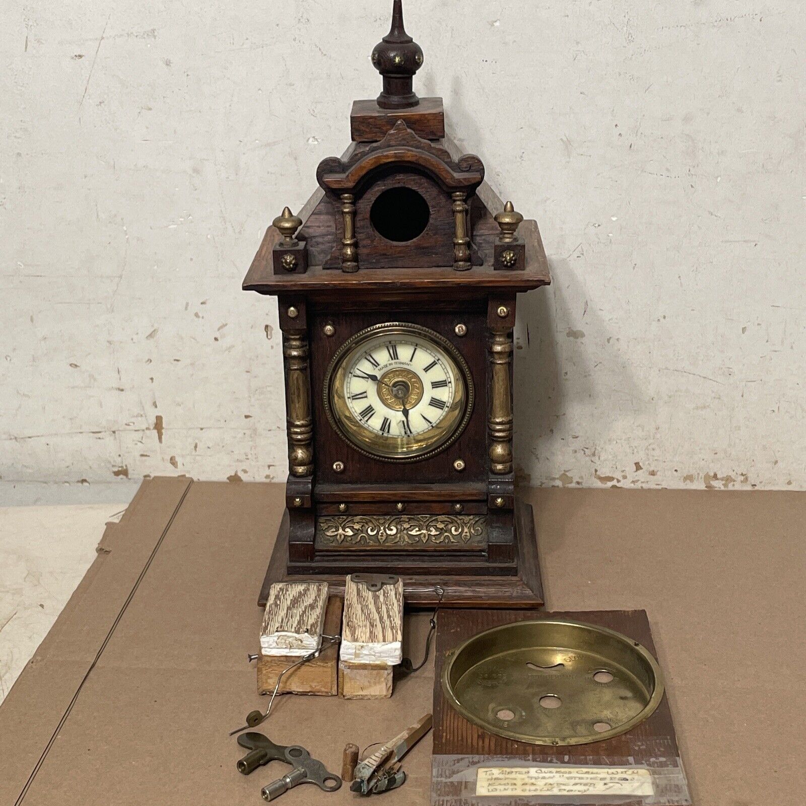 Very Rare Antique German Architectural Alarm Cuckoo Shelf Clock Parts