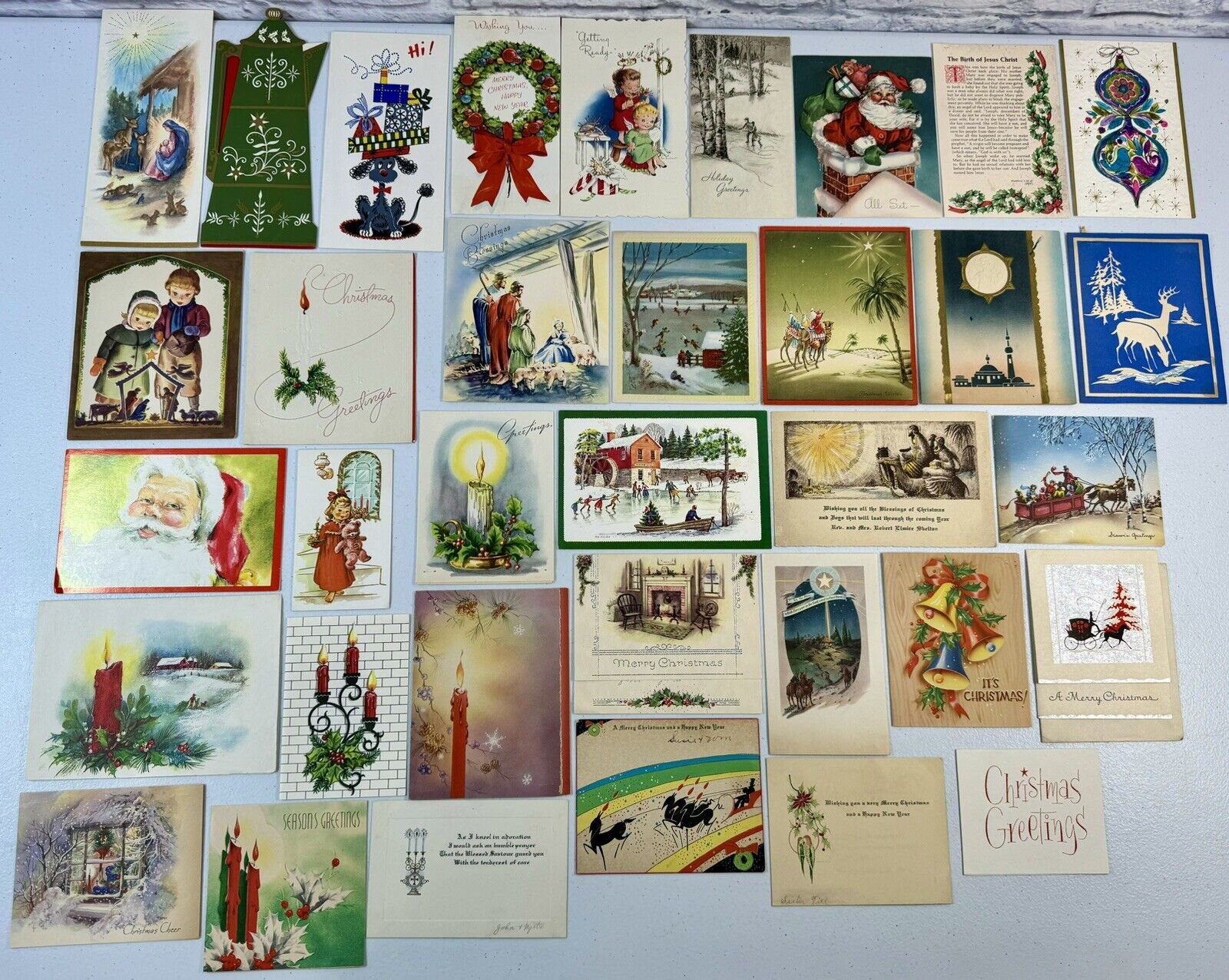 *N* Huge Lot of 35 Vintage Christmas Cards 1920’s-1960’s MCM Used
