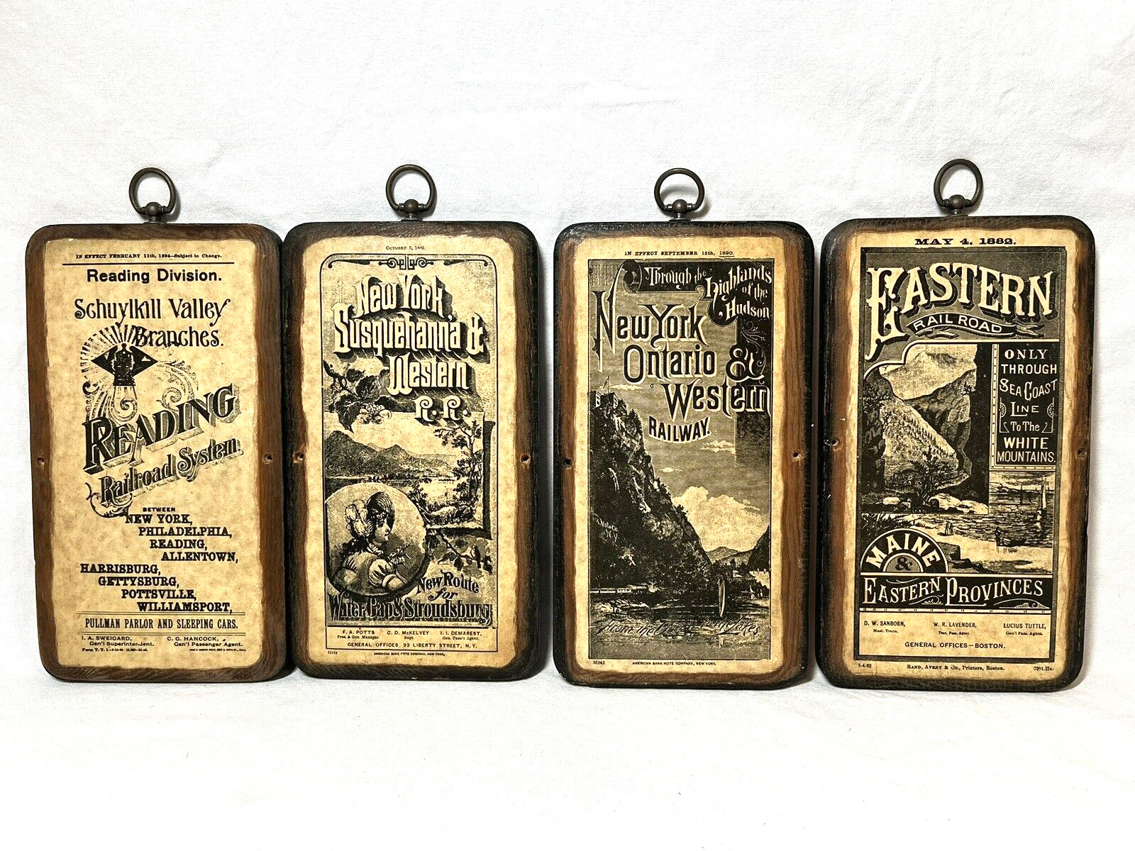 Handcrafted RAILROAD Themed Wood Wall Plaques Set of 4 by Walter E Lee Inc.