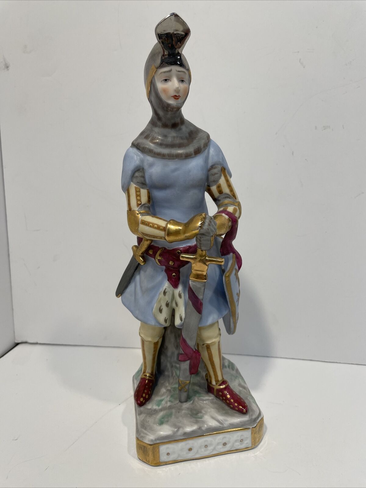 1880\'S SITZENDORF GERMANY JOAN OF ARC PORCELAIN STATUE By Alfred & Carl Voigt