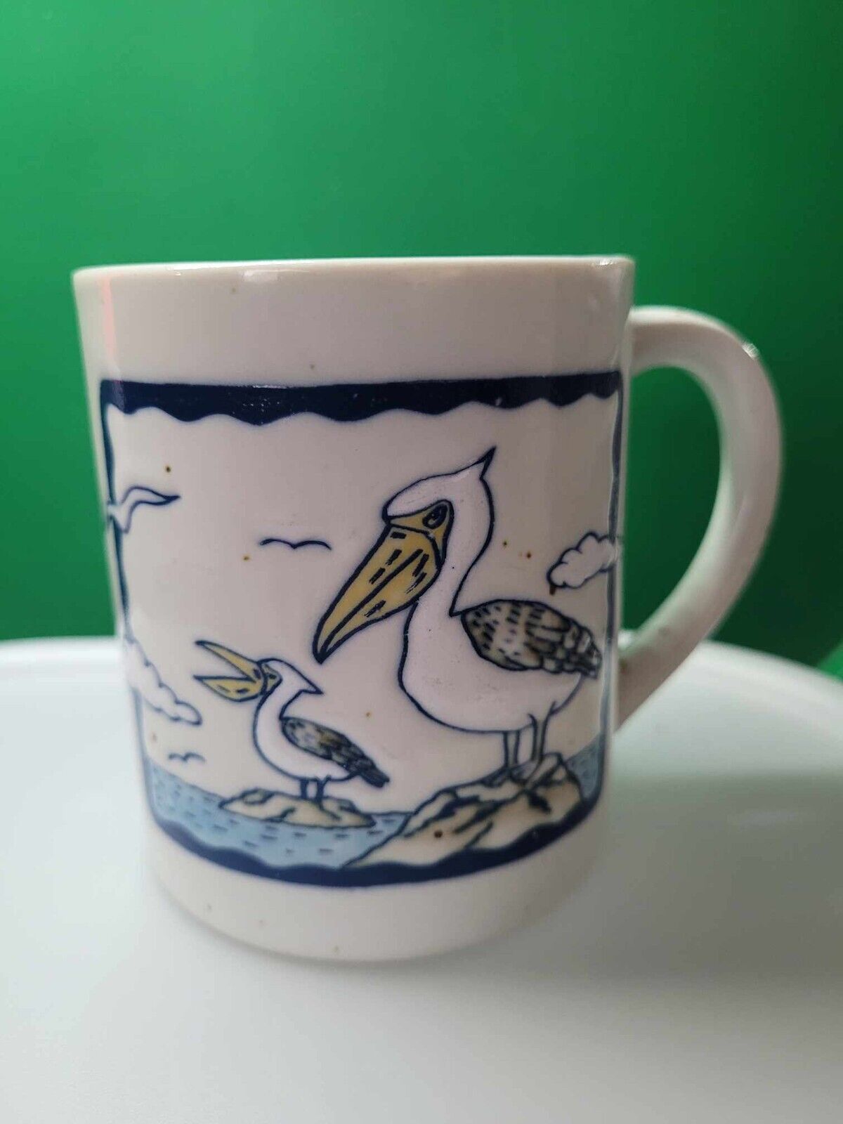 Rare Vintage Pelican Mug Otagiri Speckled Stoneware