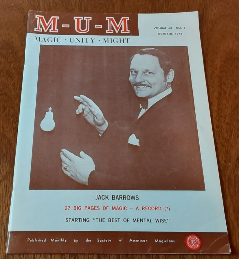 VTG M-U-M Magic Magazine: Volume 63, No. 5, Oct 1973 - Barrows