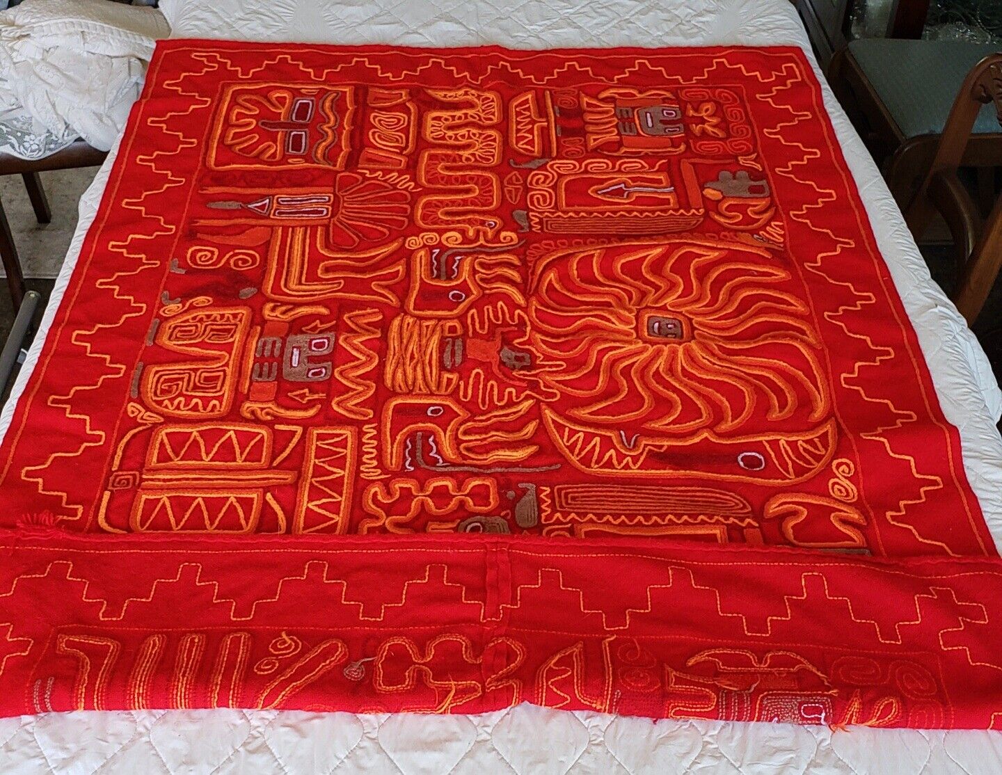 Kuna Molas Inca Peruvian Navajo Hanging Blanket Hand Stitched Wool Images   A56