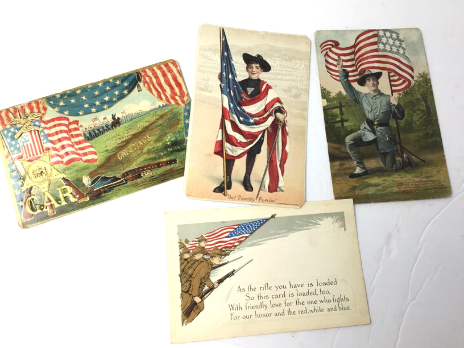 Vintage Postcard Lot Patriotic Soldier Flag America G.A.R.