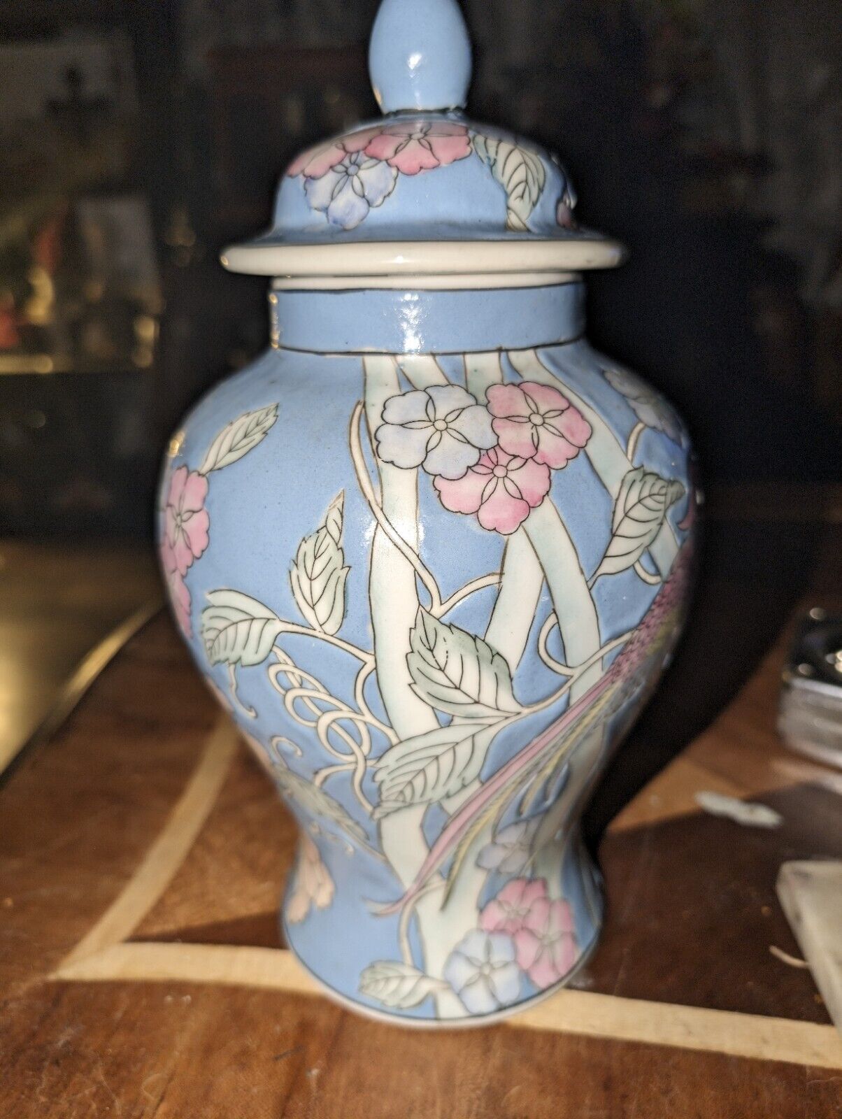 Vintage WBI Mid 20th Century Enamel Porcelain Hand Painted Chinese  Vase
