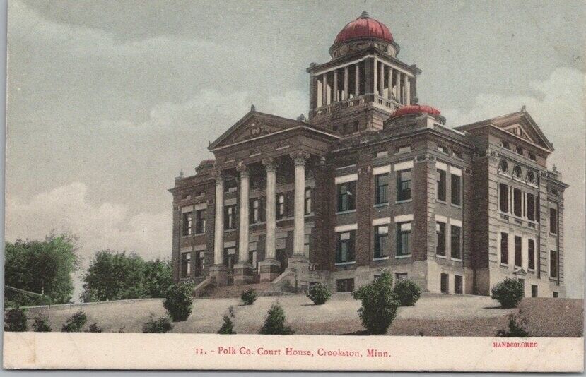 Crookston, Minnesota Postcard POLK COUNTY COURT HOUSE Building View c1910s