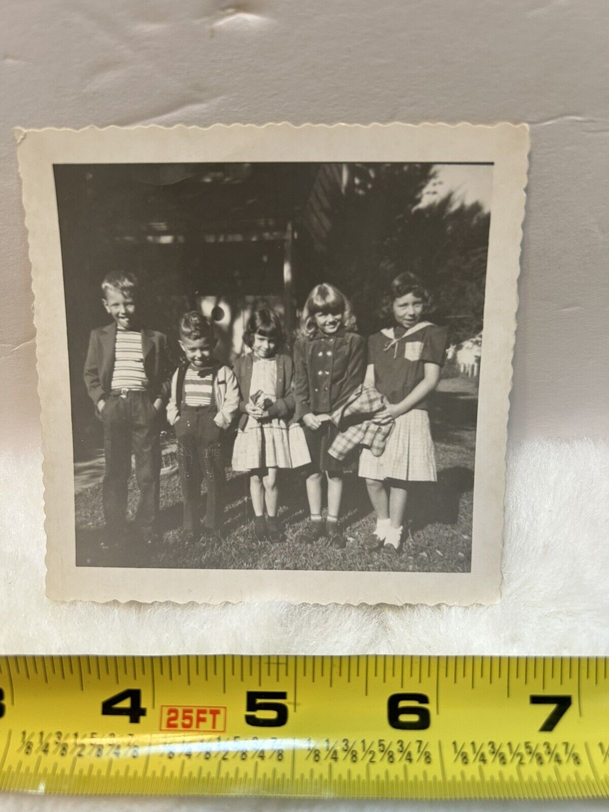 Vintage Photo Snapshot Of Young Boys And Girls With Cute Outfits 