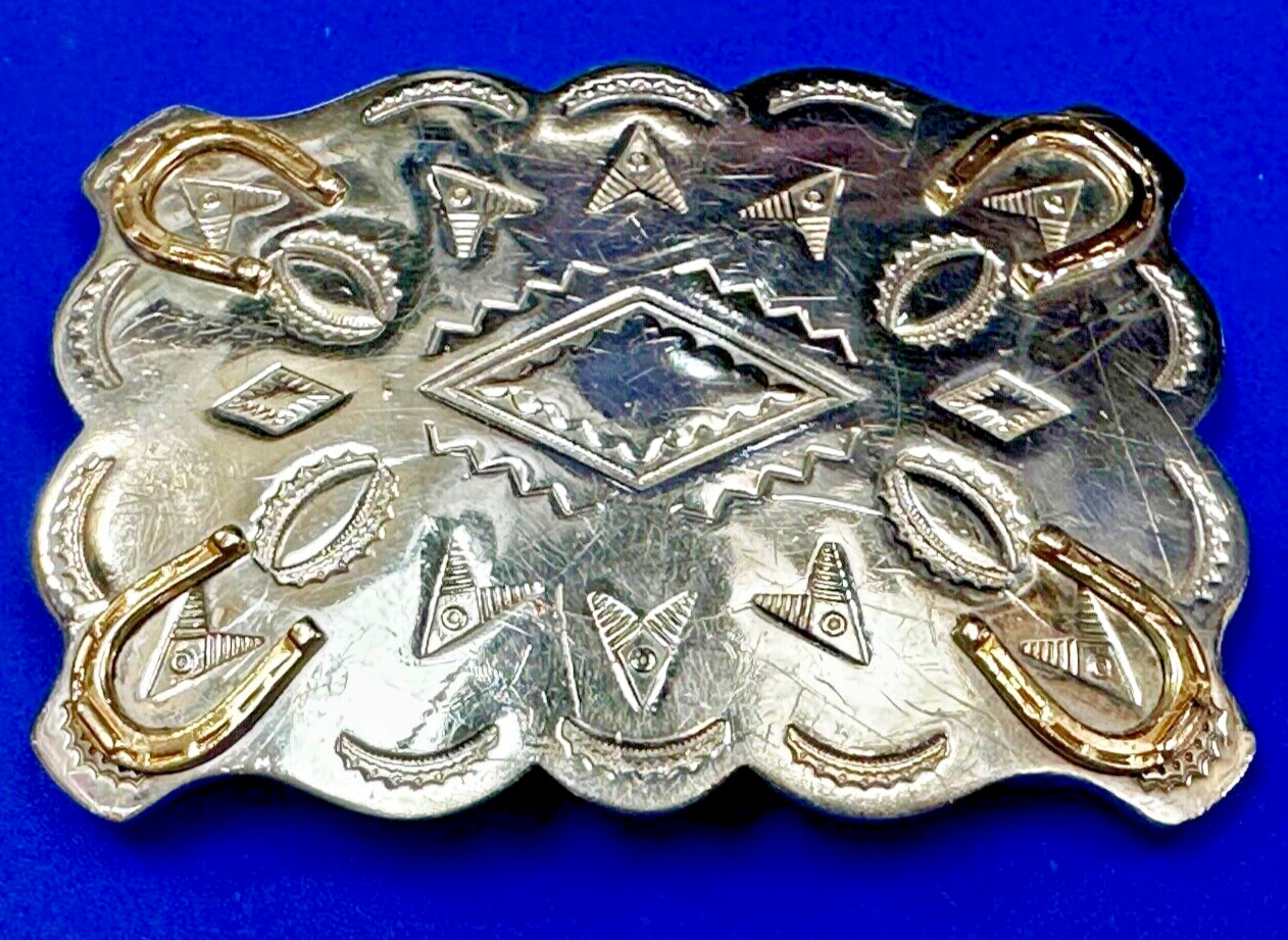 Southwestern Style Pattern Horseshoe Nickel Silver Native American Belt Buckle
