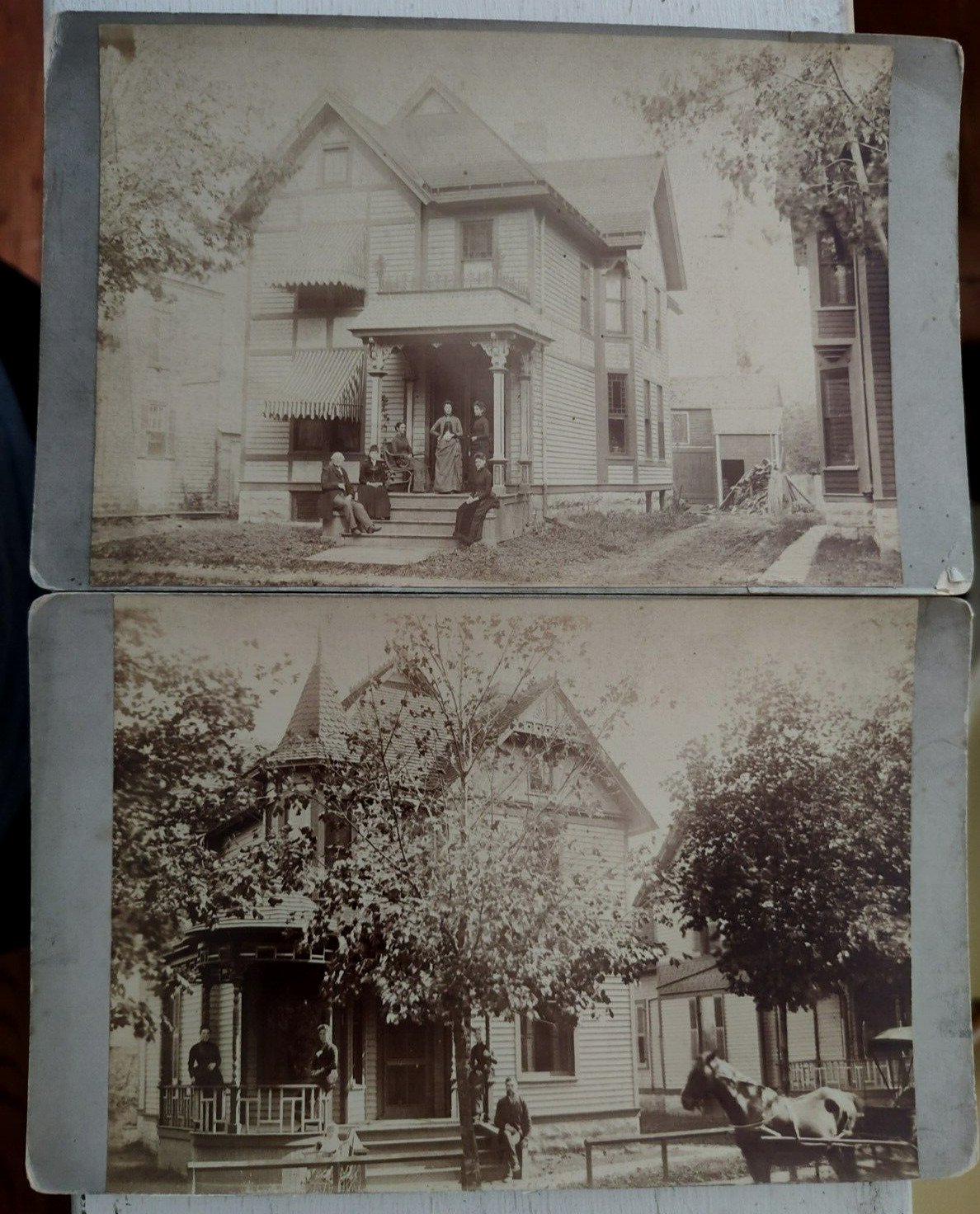 (2) Antique Waukesha WI Residences 8 x 5 Cabinet Photos