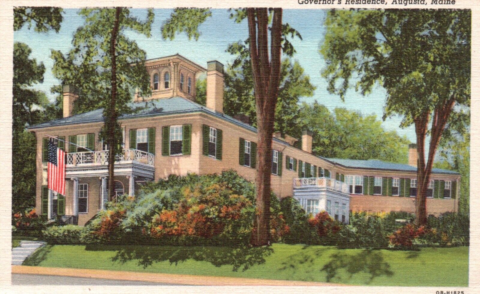 Postcard ME Augusta Maine Governors Residence Linen Vintage PC e3931