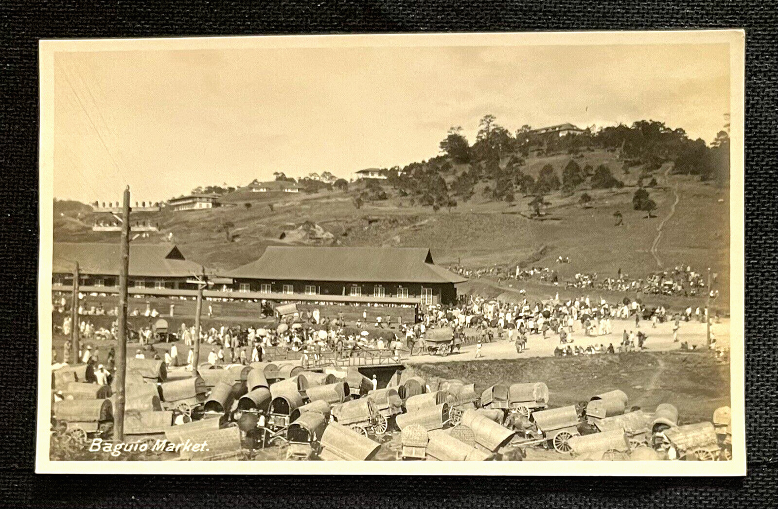 1910\'s Baguio Market Philippines People Horses Wagons Hillside    A8