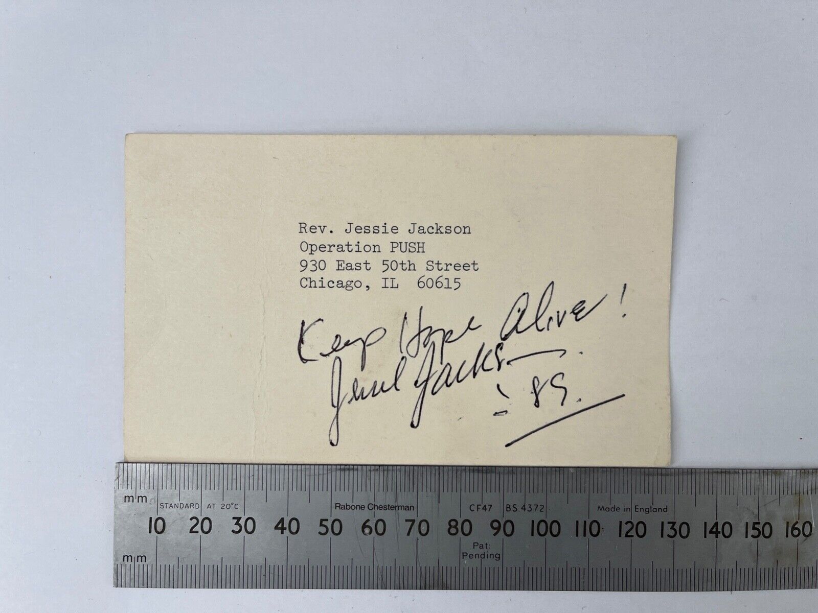 Hand Signed Rev Jesse Jackson American Civil Rights Activist Autograph PUSH 1989
