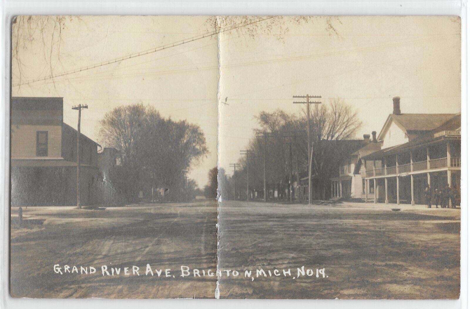 1911 Grand River Avenue street, Brighton, Michigan; history, photo postcard RPPC