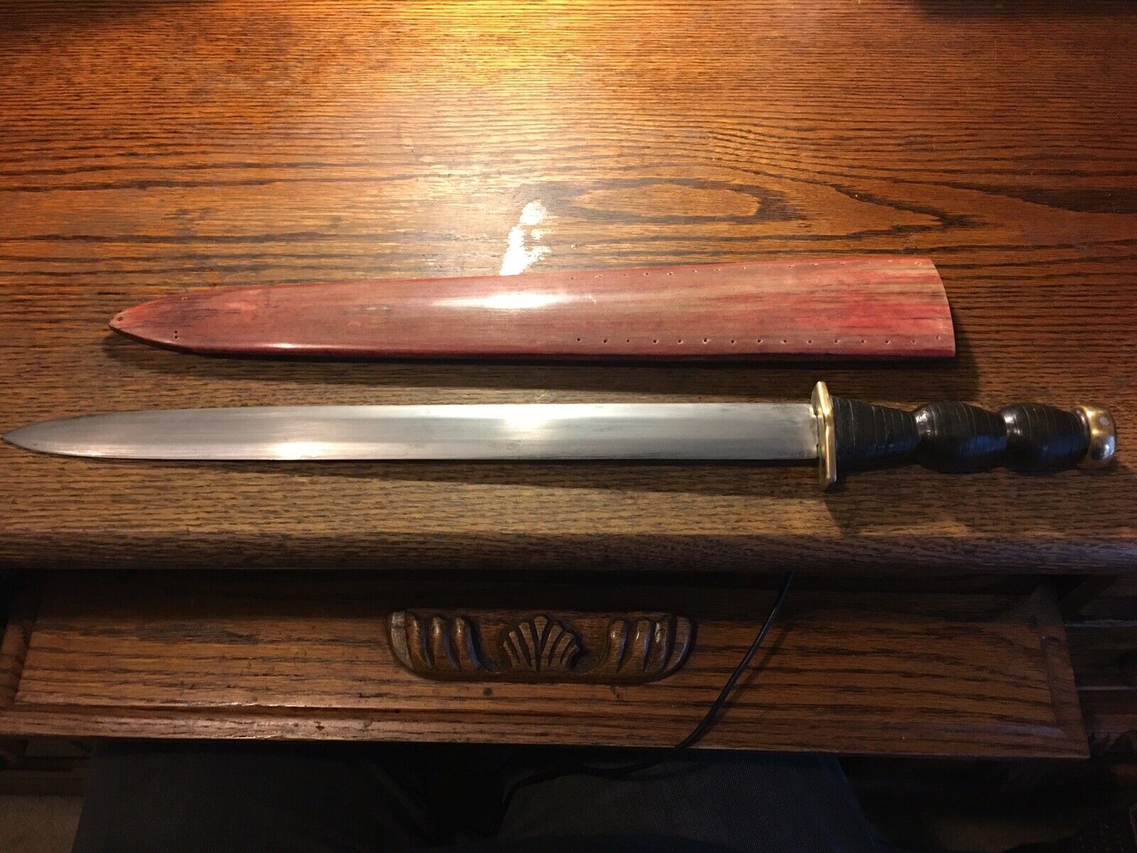 Well made Vintage Short sword with scabbard made of bone , Very Rare and Unique