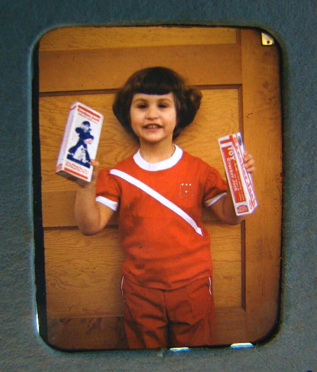 1954 Little Crackerjack Girl Color Amateur Slide Photo old