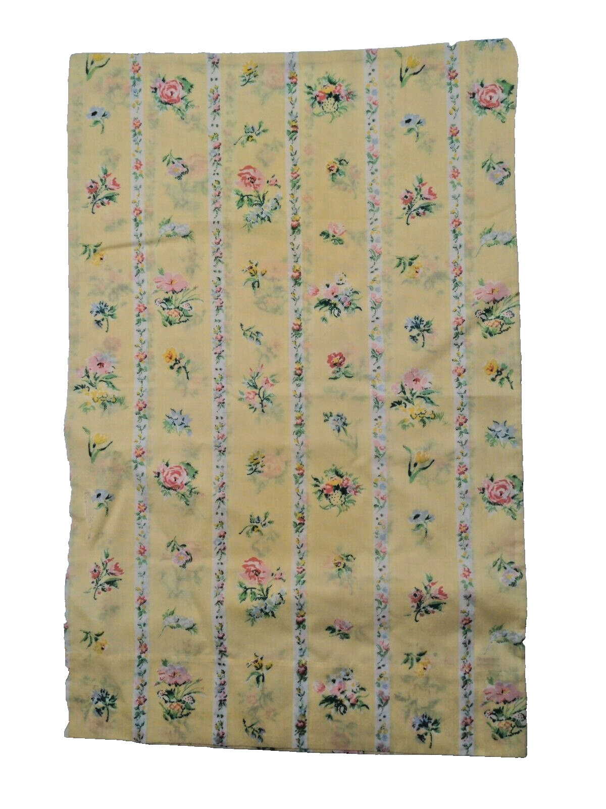 VINTAGE Burlington Lustersoft Queen Yellow Floral Cottagecore Boho Pillowcase