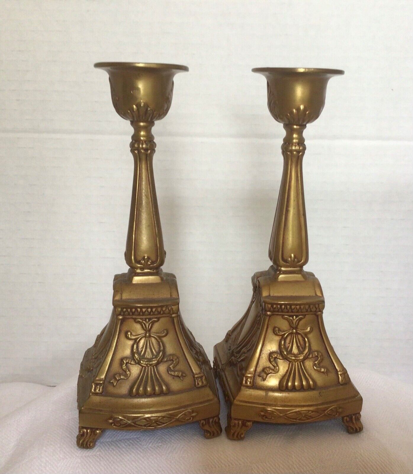 Antique Jennings Brothers Candle Holders Bronze Signed Neoclassical  Dated 1921