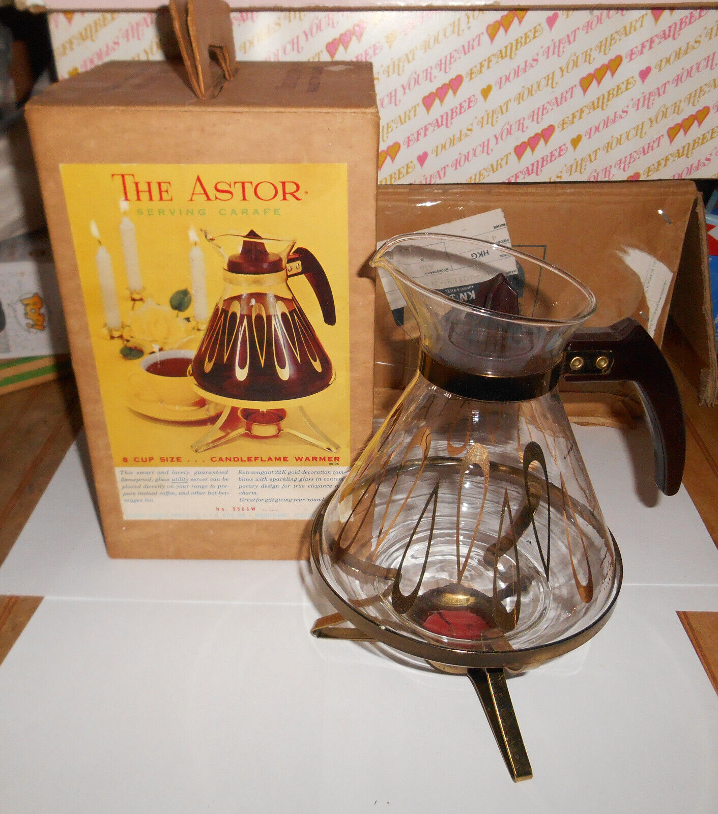 Vtg Mid Century Modern ASTOR 8 cup Coffee Rangetop & Candle Warmer Glass Carafe