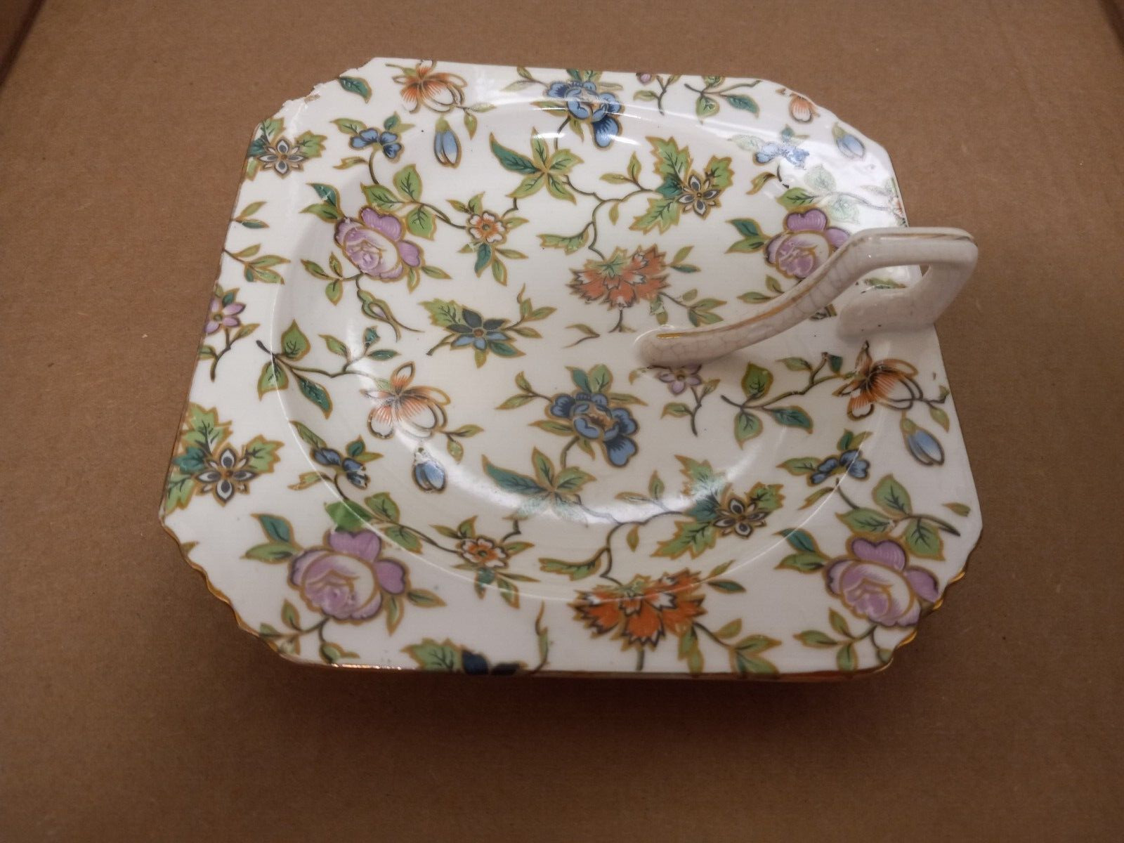 Antique Porcelain Japan Hand Painted Candy/Snack Dish  with  Handle STAMPED