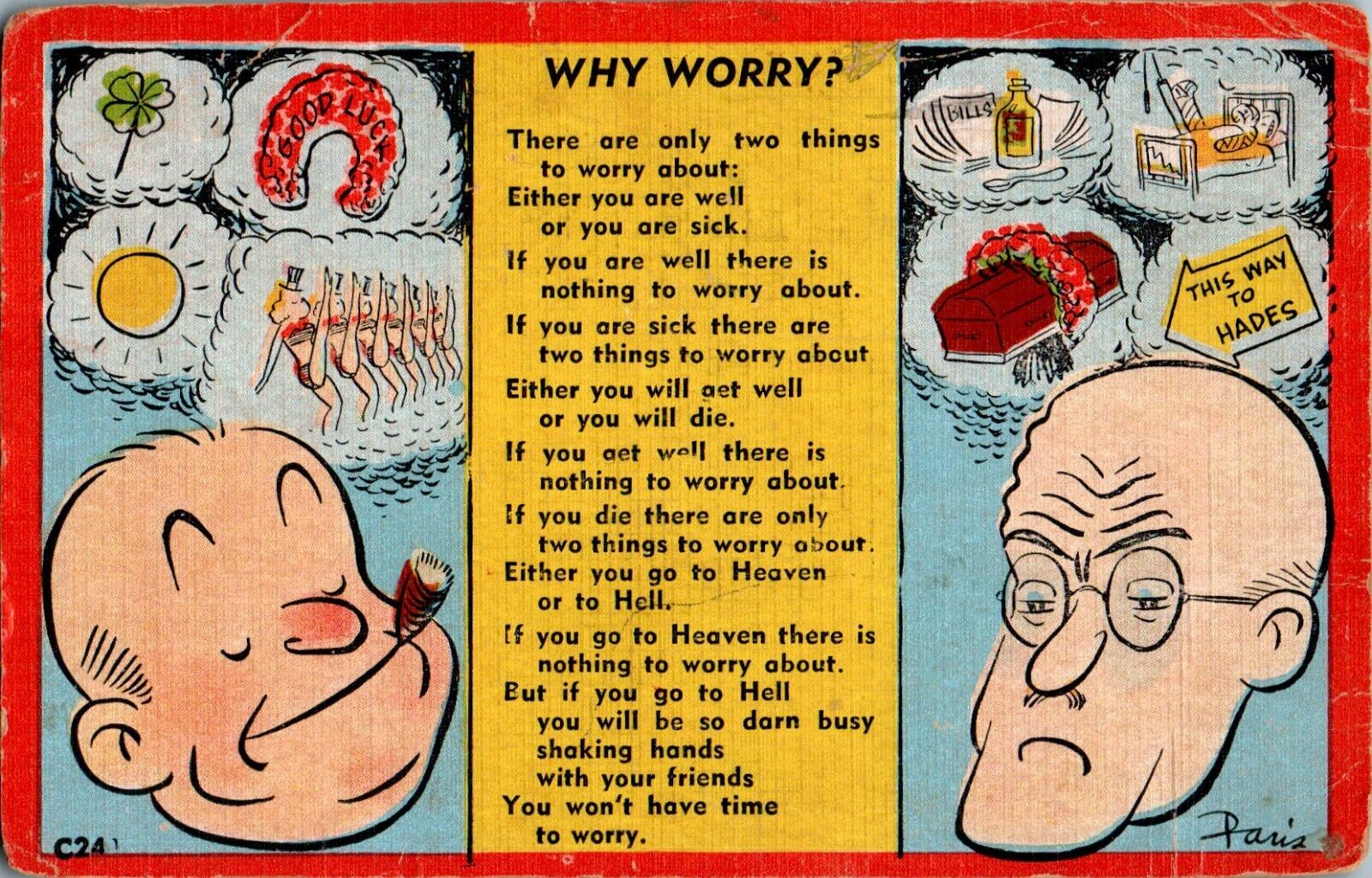 Why Worry Humor Postcard