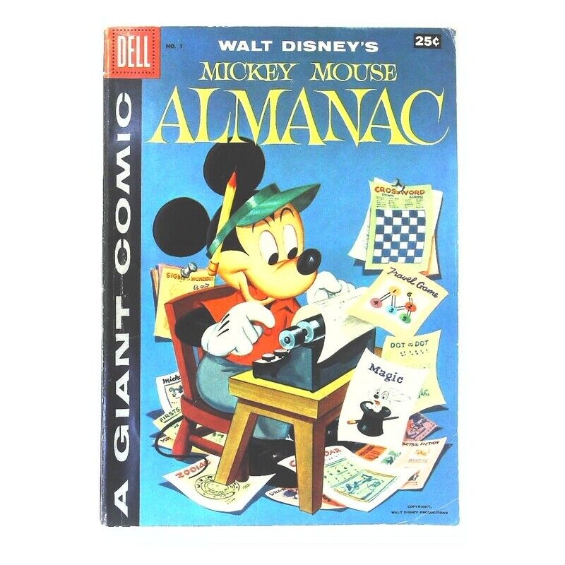 Dell Giant Comics: Mickey Mouse Almanac #1 in F minus condition. Dell comics [u;