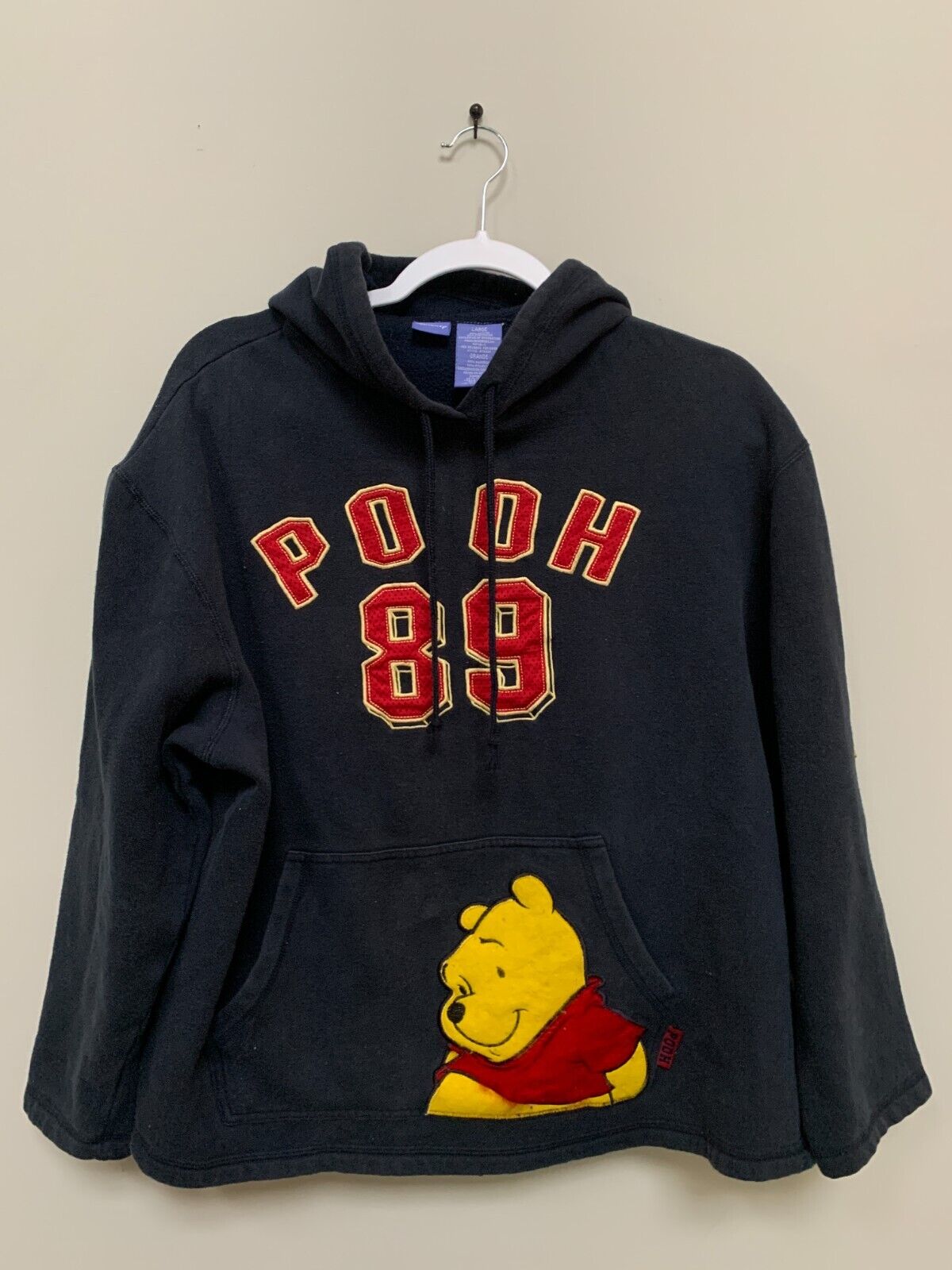 Disney Winnie the Pooh Embroidered Navy Blue Graphic Adult L