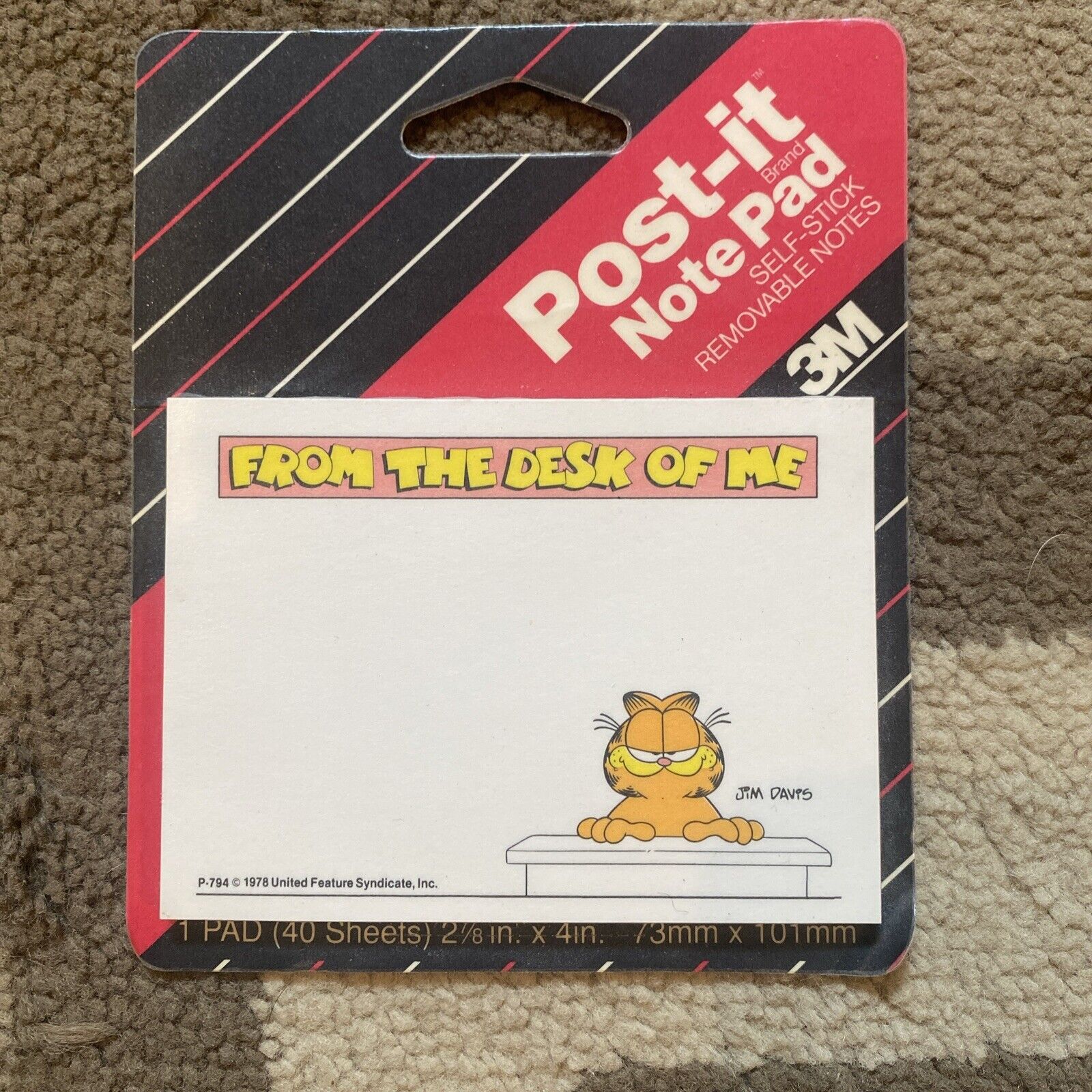 Vintage 1990 Garfield Post-It Note Pad “From The Desk Of Me” NEW IN PACKAGE