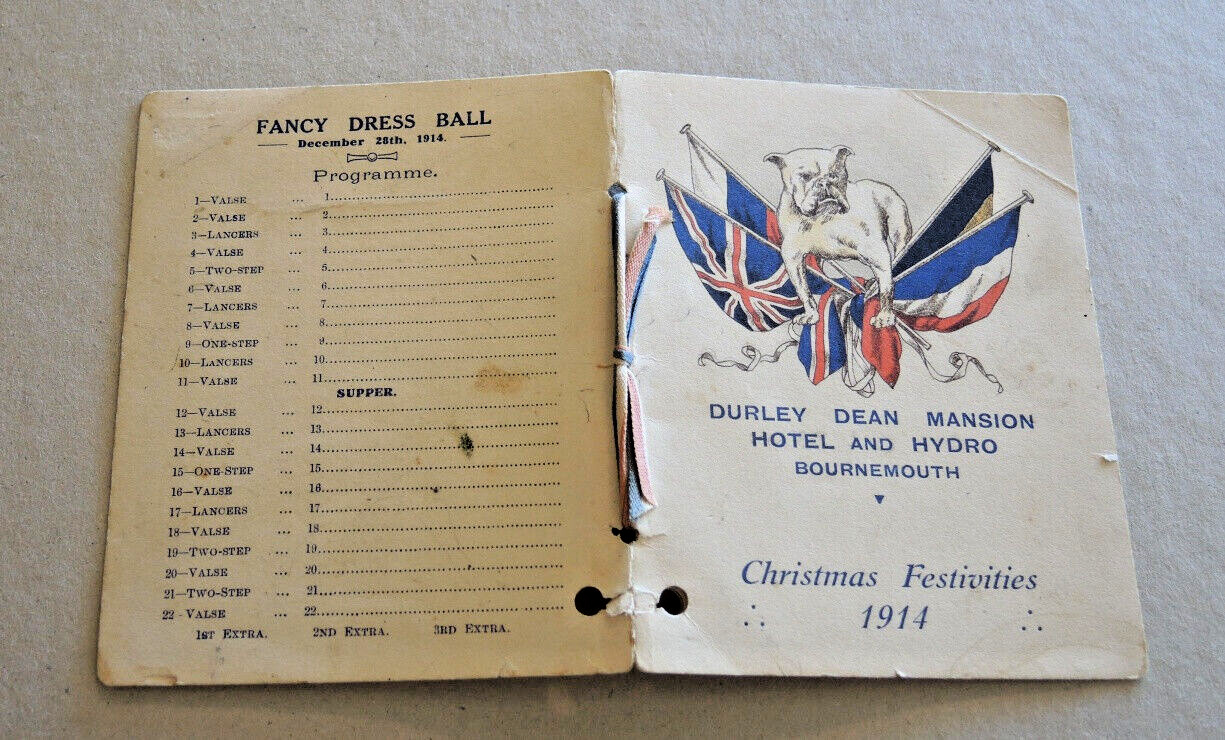 WW1 1914 DURLEY DEAN MANSION HOTEL & HYDRO CHRISTMAS FESTIVITIES PROGRAMME #13