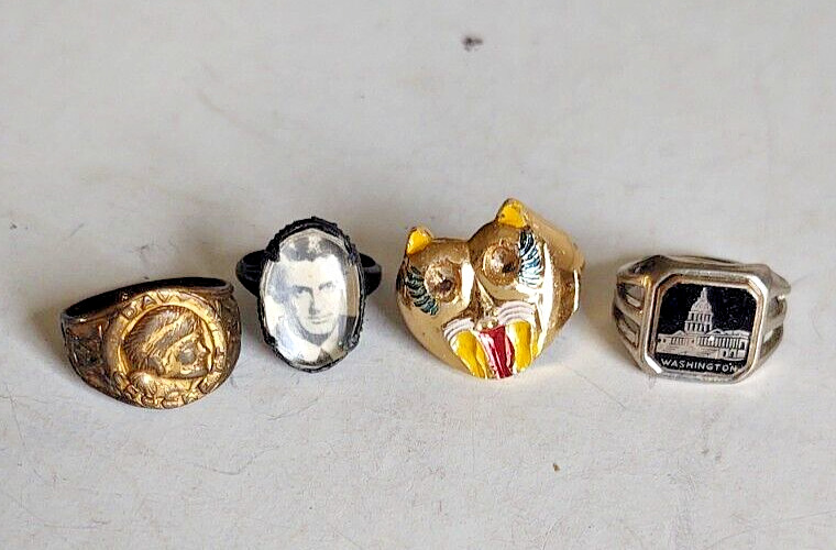 Vintage Antique Premium / Toy Prize Gumball Rings Davy Crocket , Cary Grant MORE